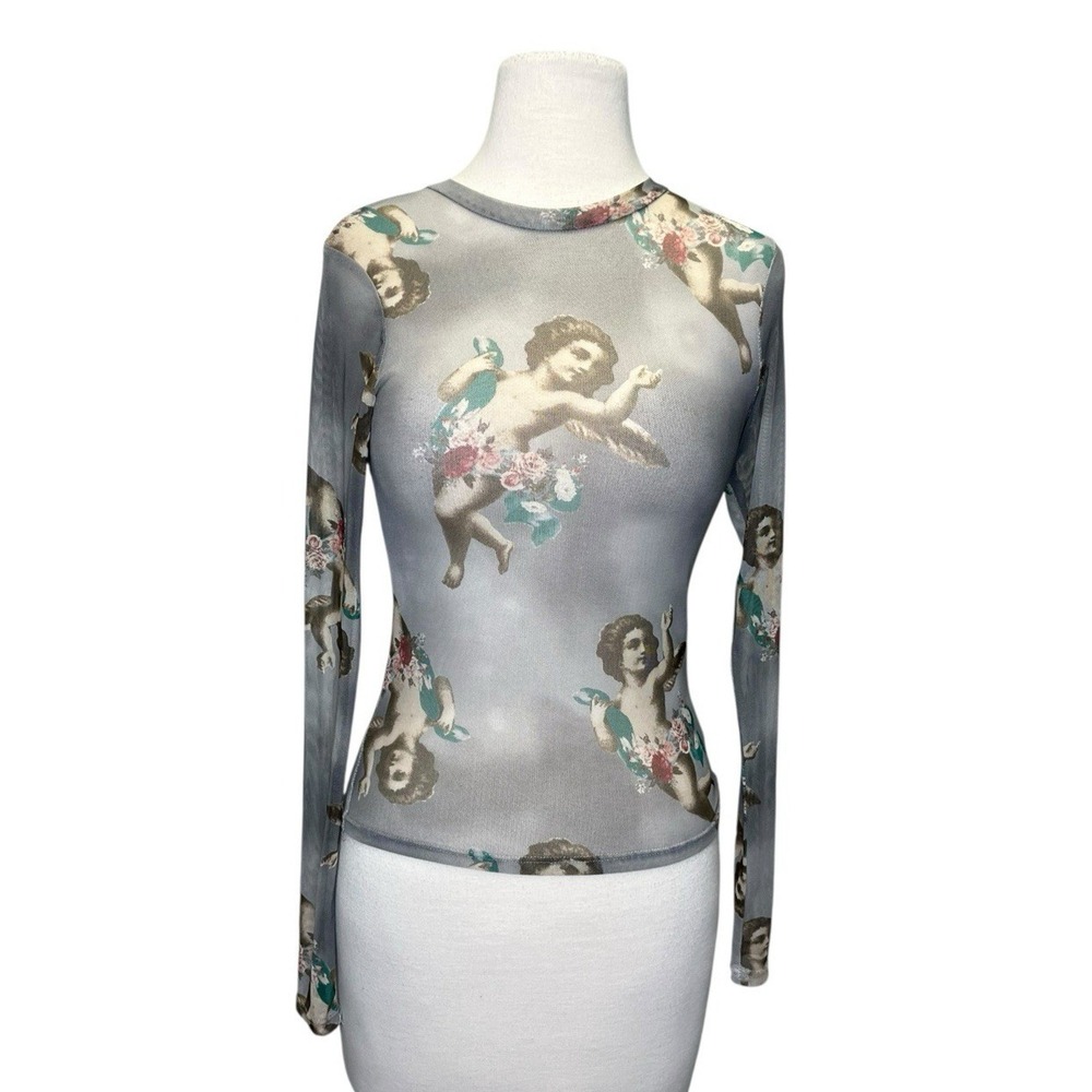 Cherub Mesh‎ Top Long Sleeve Small Medium Y2K 90s Vintage Grunge Indie Rose